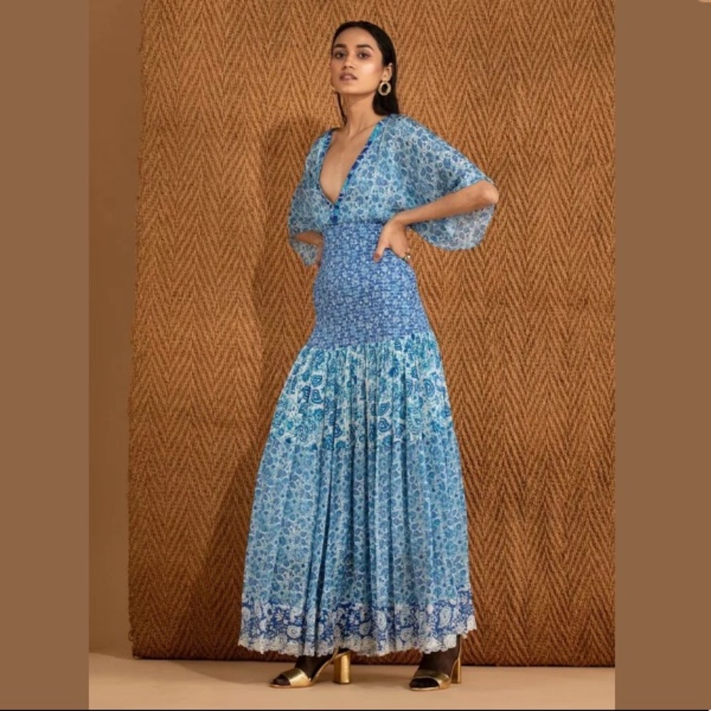 Hemant and Nandita Blue Floral Maxi Dress